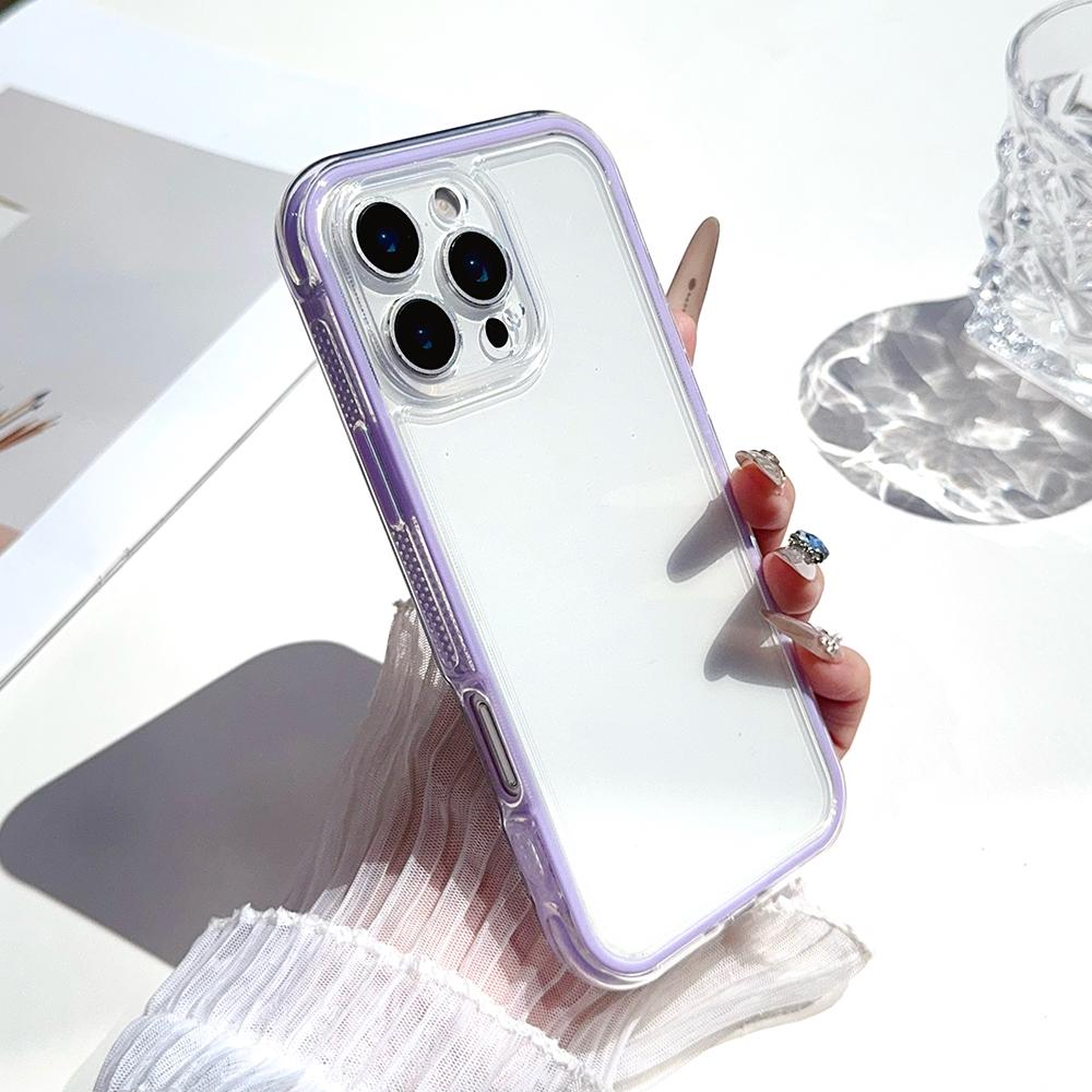 2 IN 1 Clear Candy Color Case for For Iphone 16E 1 14 Plus 13 12 11 17 Pro Max Shockproof Bumper Protective Cover Phone Accessories