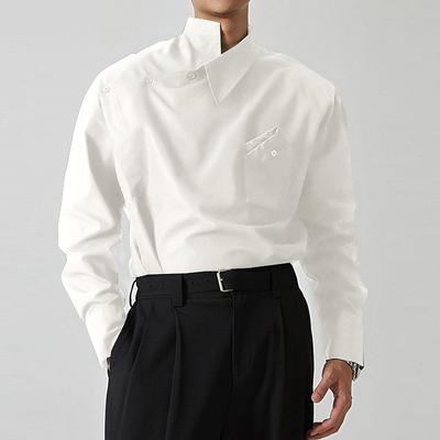 Irregular Lapel Shirt French Men's Fashion Show Button-down Long-sleeved Shirt