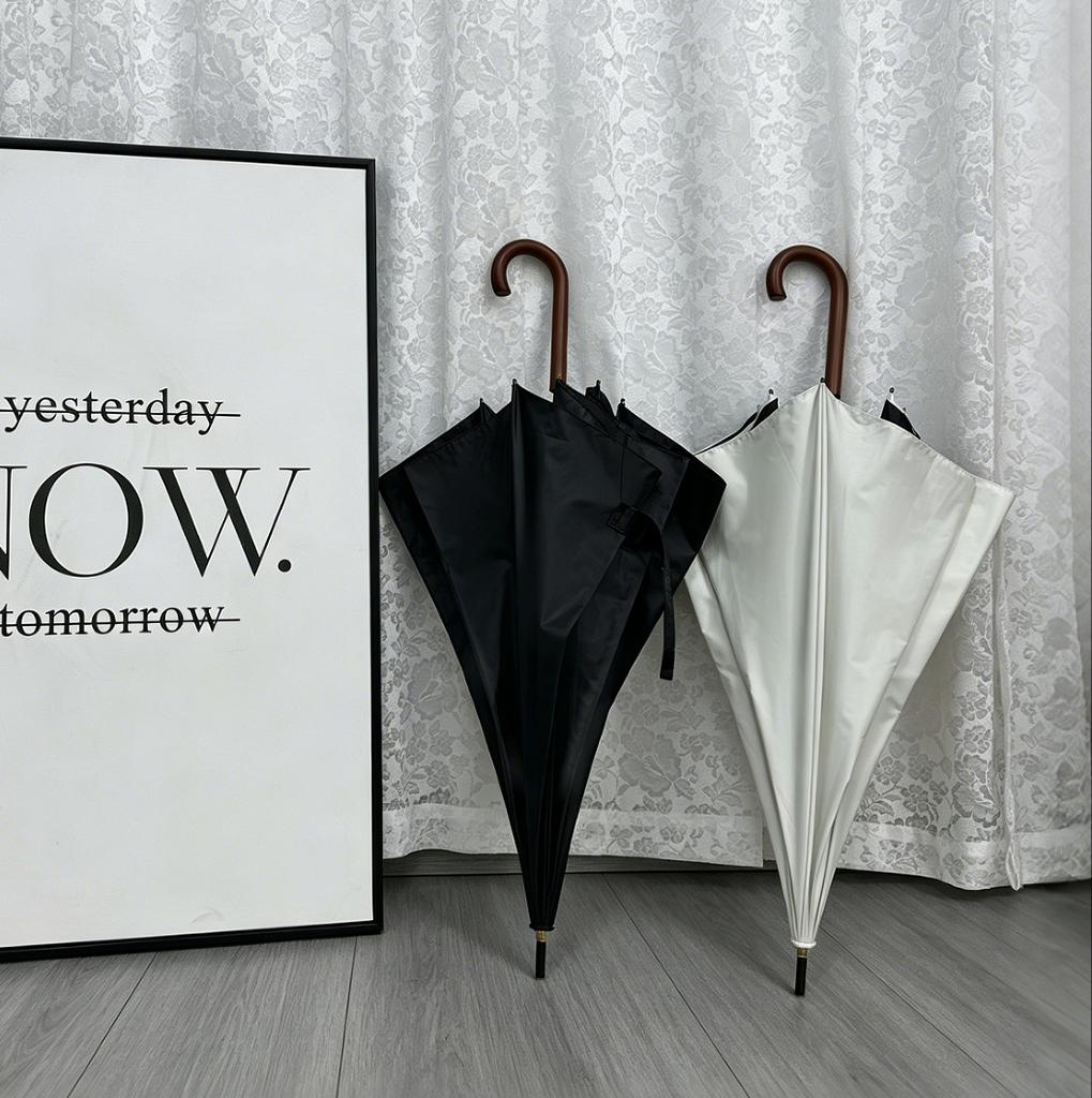 Retro wind automatic log curved handle business umbrella wholesale straight rod weather and rain umbrella custom advertising long handle parasol