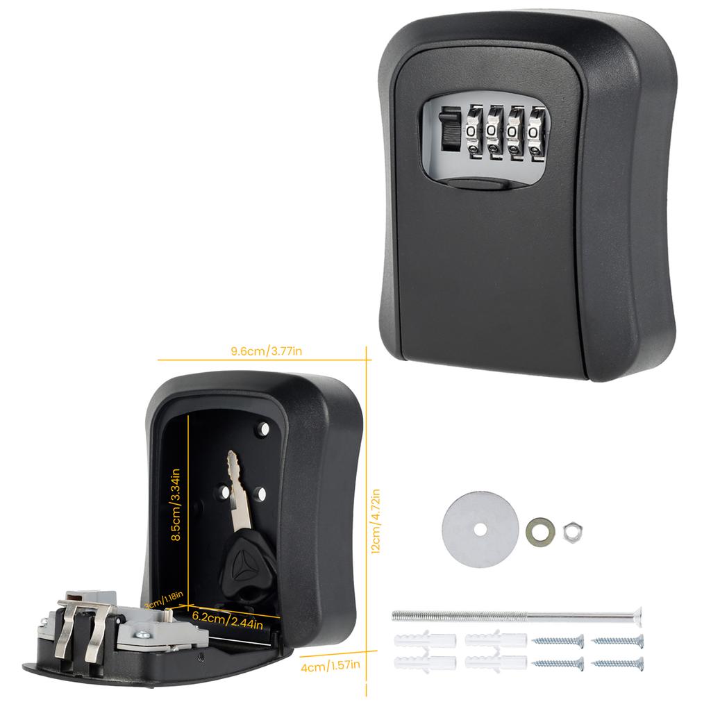 Wall-Mount Key Storage Box Secret Code Portable Combination Key Holder Box Weatherproof Safe Spare Key Storage for Home Office