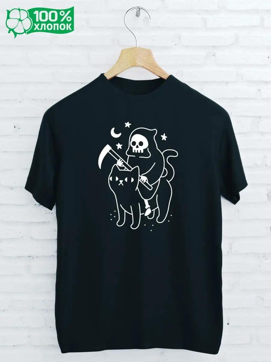 DEATH ON A CAT Print T-shirt 2XL