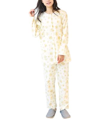 Nishiki Made In Domestically Smooth Long Front Top and Bottom Long Loungewear for Spring and Autumn Women's Pajamas, Japan, Sewn, 100% Cotton,