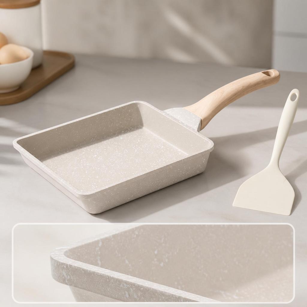 Padella Giapponese per Uova Arrotolate con Distribuzione Uniforme del Calore Rettangolare Frittura Arrotolata Non