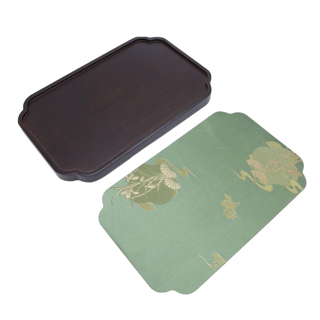 Tea Serving Tray Bambusoideae Chinese Tea Pot Tray Serving Platter with Satin Cloth for Home Office Tea House