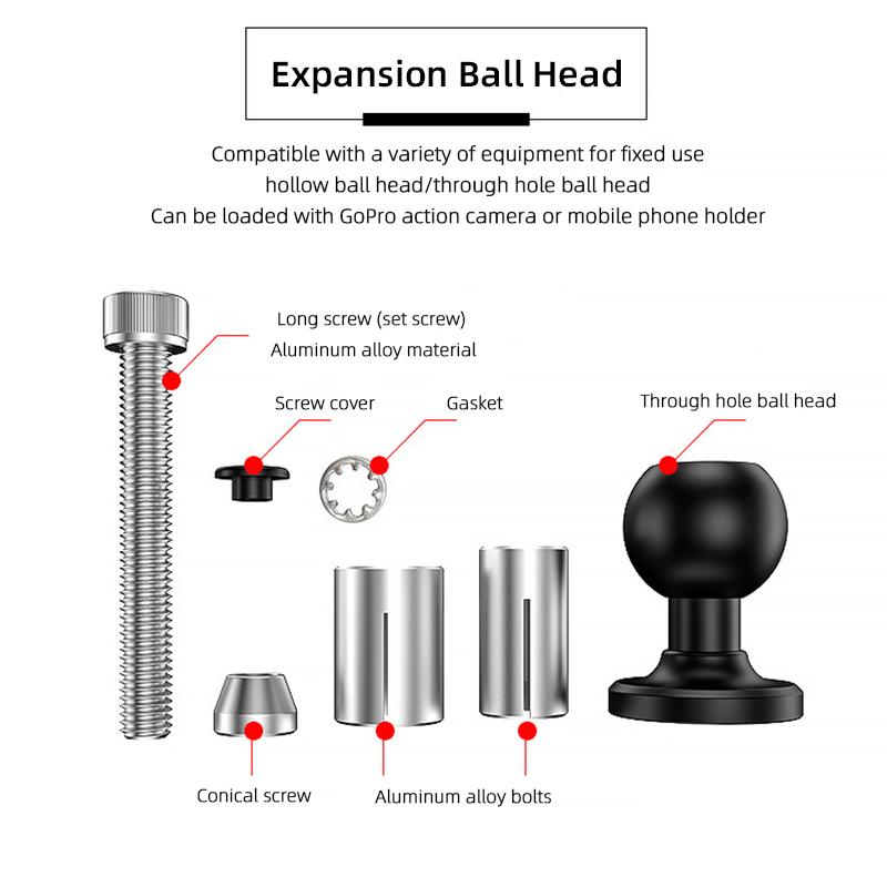 1 inch Ball Head Adapter to M6 M8 M10 Screw for GoPro Mount Motorcycle GPS Phone Car Bracket Insta360 X3 Camera Accessories