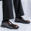 Fashion Fashion Men Casual Leather Derby Shoes Italian Thick Sole Big Toe Trendy Patent Leather Shoes Lace-up Thick Bottom Oxford Shoes