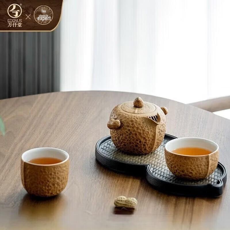Edenus Portable Ceramic Travel Tea Set with 1 Teapot & 2 Cups