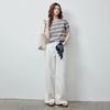 Chuyu Women's Lyocell Retro Stripe Short-Sleeve Knit Top