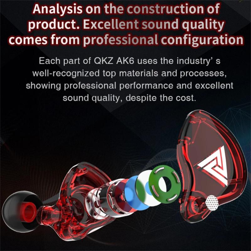 Qkz Ak6 Copper Driver Hi-fi Sports Headphones 3.5mm In-ear Earphone For Running With Microphone