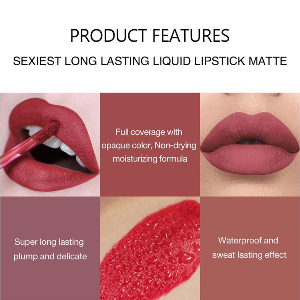 12 Colors Velvet Lipstick Matte Liquid Lipstick Waterproof & Long-Lasting Lip Gloss Non-Sticky Hydrating Formula Lip Glaze Ideal Gift for Women