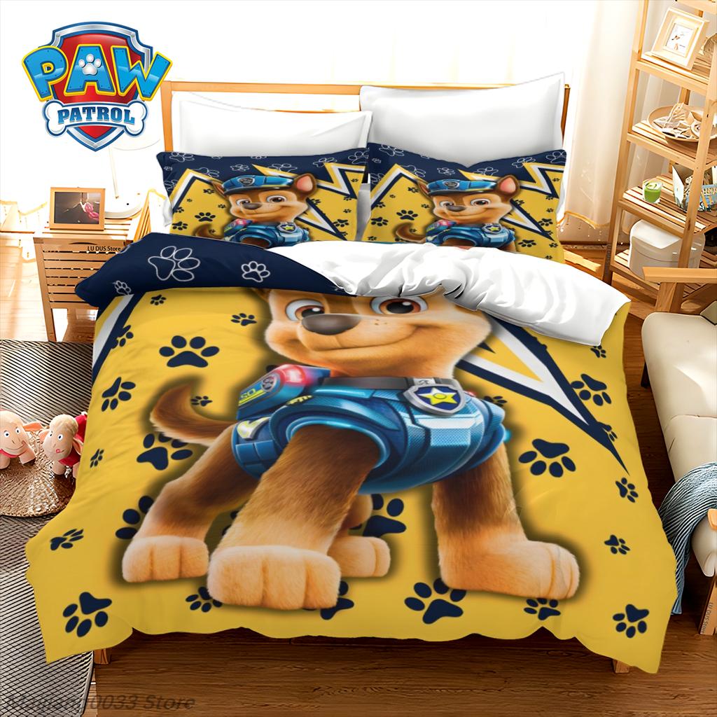 Paw Patrol Cartoon Duvet Cover, Cute Puppy Printed Quilt Cover with Pillowcase, Soft Bedding for Kids Bedroom