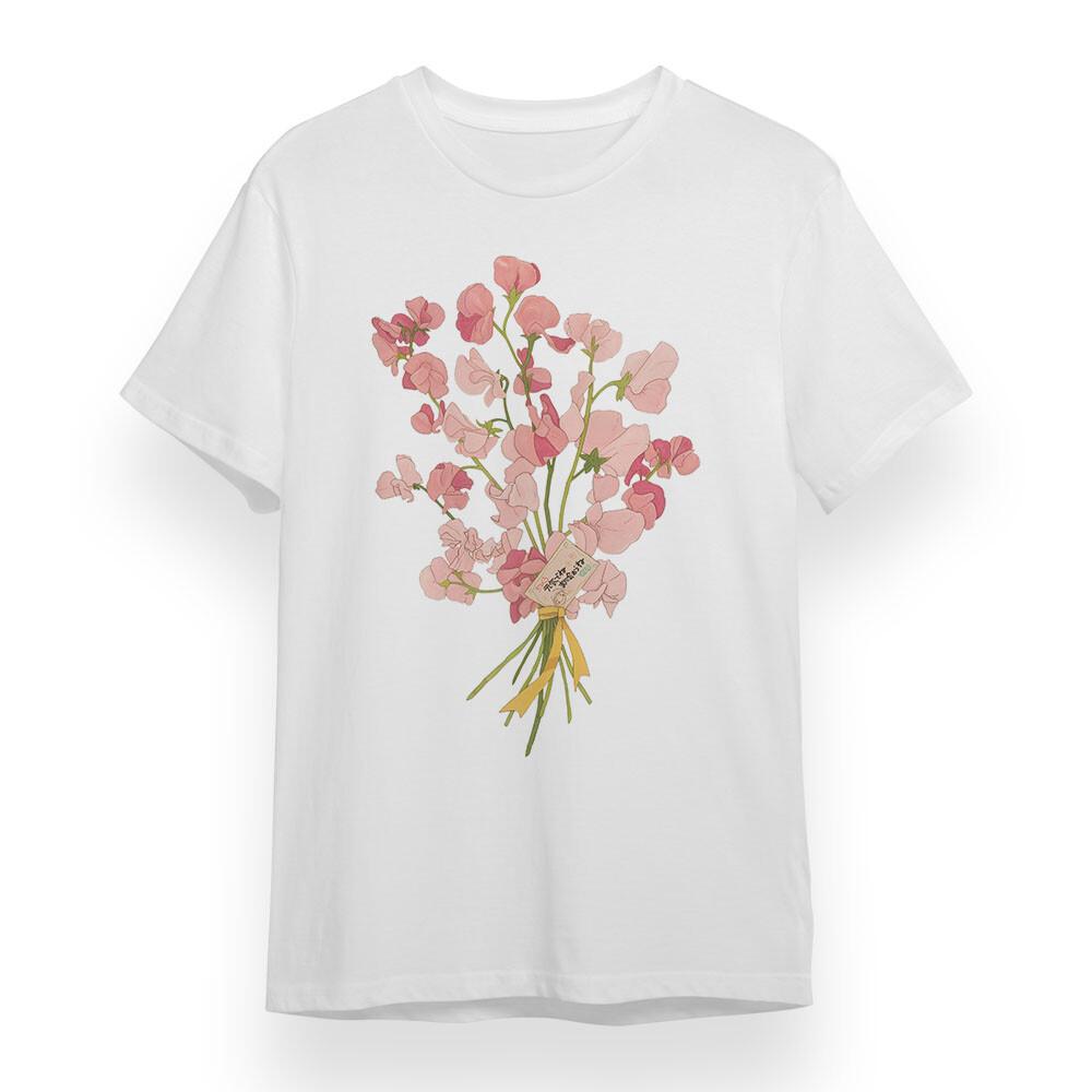 

Women s T-shirt With Pink Flower Graphic Unisex White 100% Cotton Plus Size Tee XL