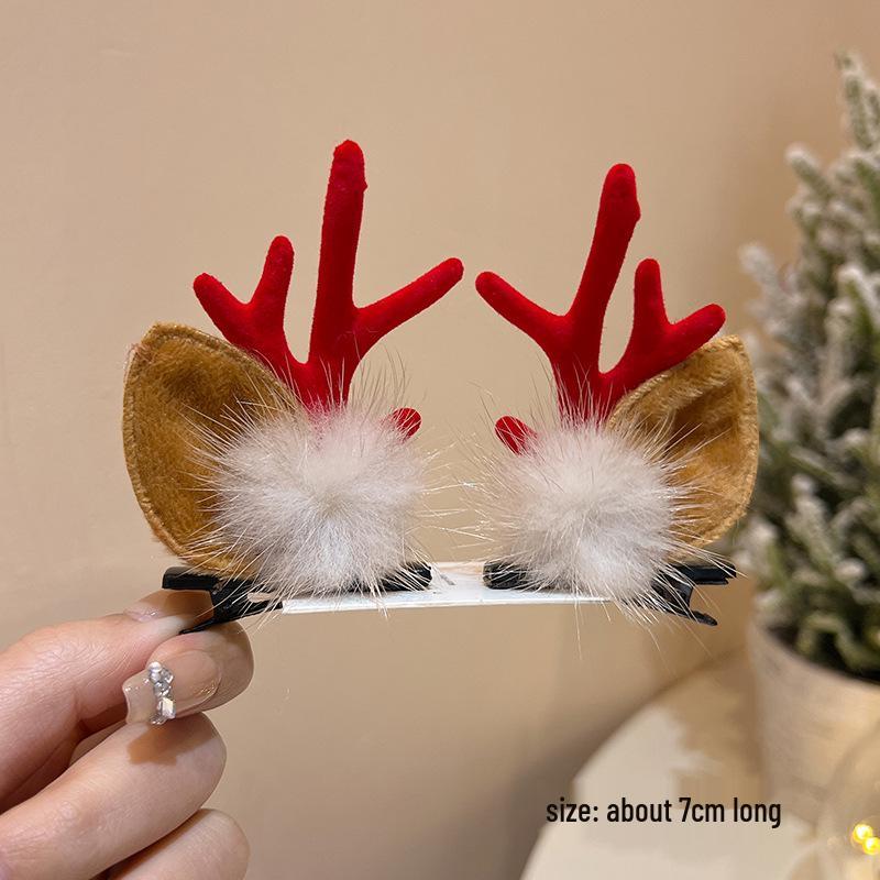 Mori Style Reindeer Antler Ears Christmas Hair Clip - Cute Kids' Hairpin Accessory