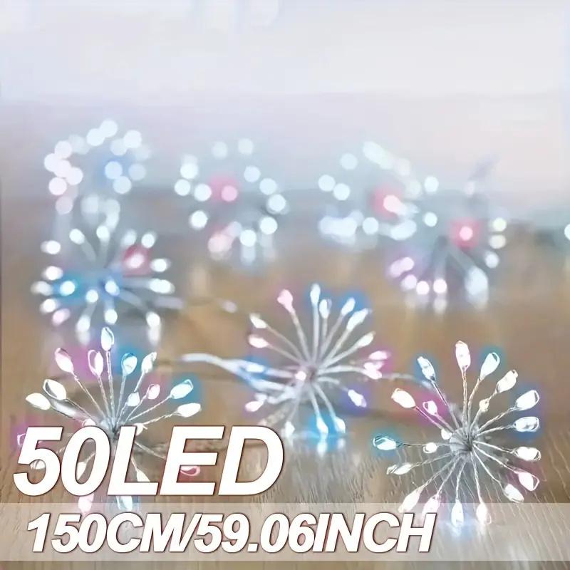 

100/50 светодиодов USB Мини-фейерверки с 8 режимами освещения, гирлянды из медной проволоки с регулируемой яркостью для рождественского декора в спальне