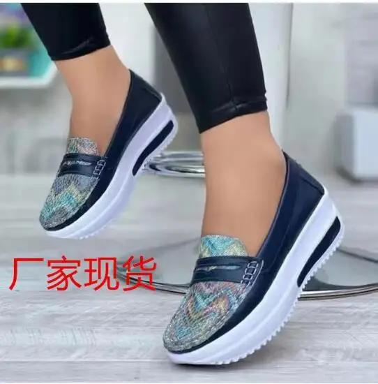 Fashion Luxury Designer Women Fashion Loafers Breathable Slip-On Vulcanized Shoes Casual Wedge Heel Lightweight Woman Sneakers