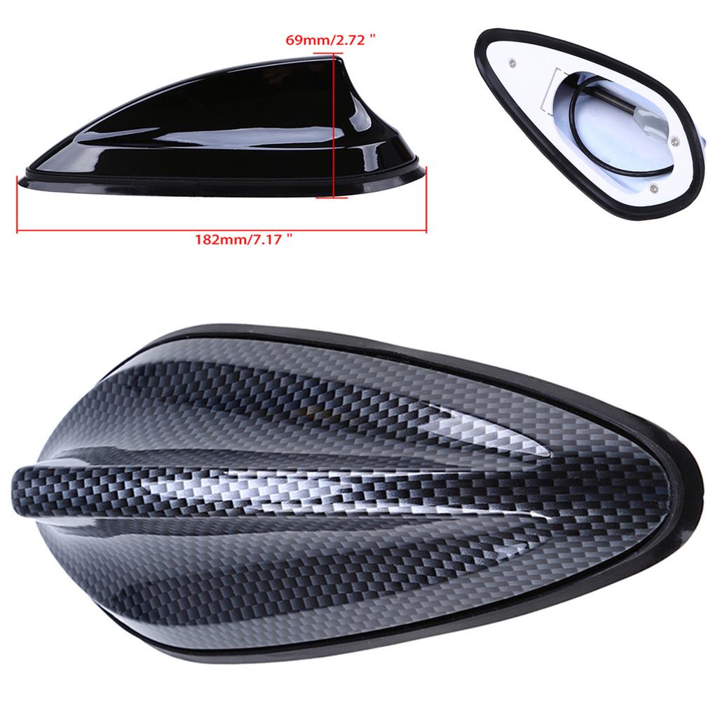 1X Carbon Fiber Surface Car Roof Shark Fin Decor Antenna Radio FM Signal Aerials