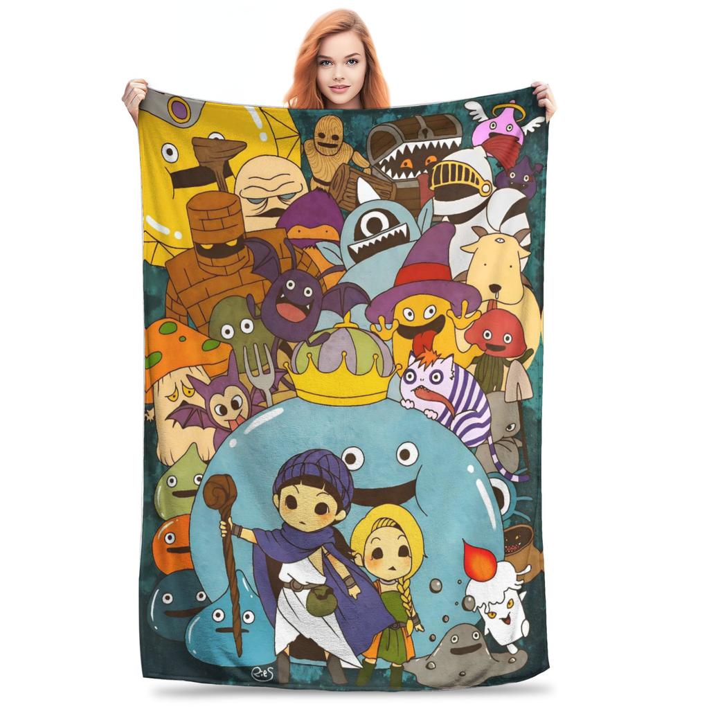 D-Dragon Quest Slime Plush Blankets Kids  Flannel Throw Blanket For Couch Chair Sofa Bed Warm Custom Quality Bedspread Gift Idea