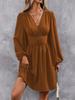 Asymmetric Neck Lantern Sleeve Ruffle Waist Dress