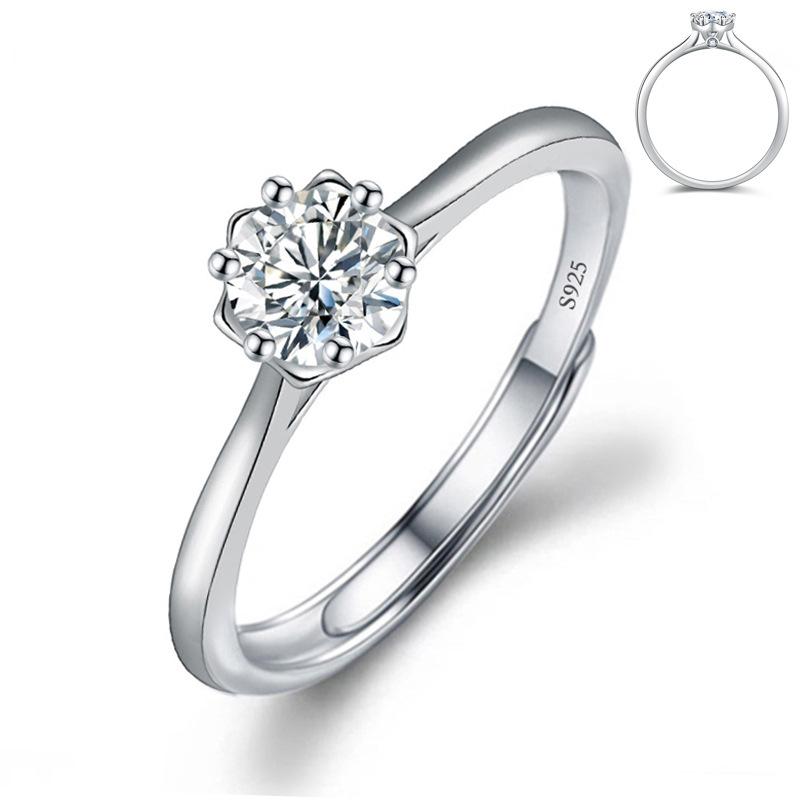 Imitation Diamond Ring For Women Girls Adjustable Opening Finger Ring Senior Exquisite Jewelry Wedding Bride Accessories