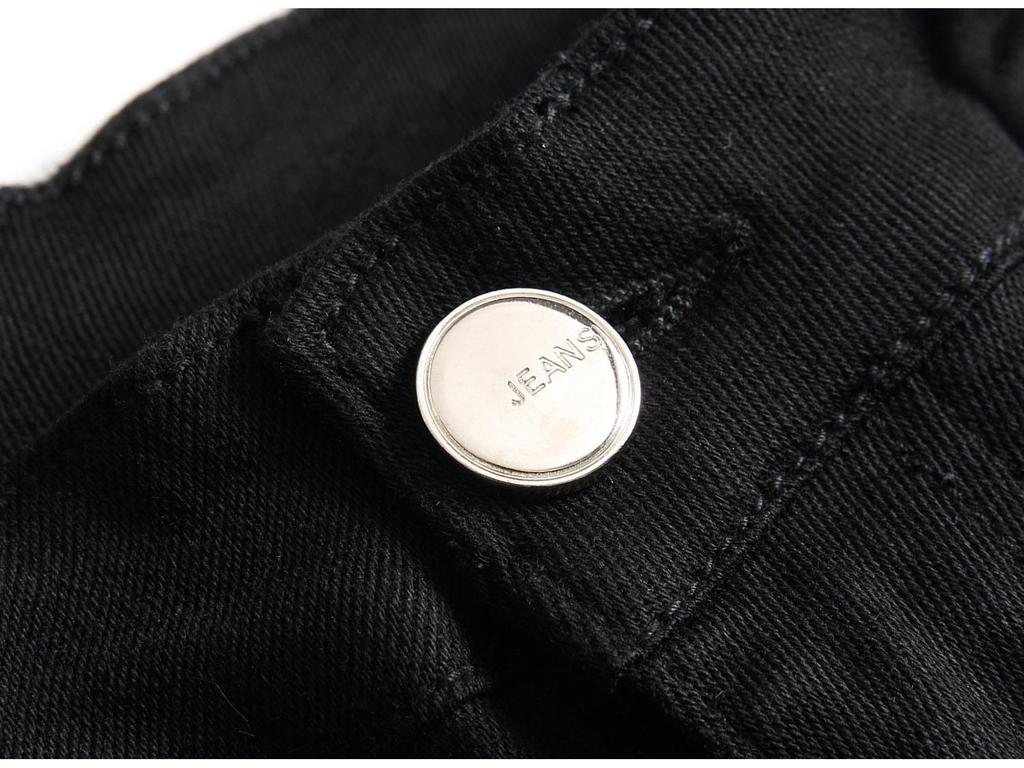 Autumn 2023 Men's Slim Fit Black Street Jeans - Trendy, Elastic Mid-Waist