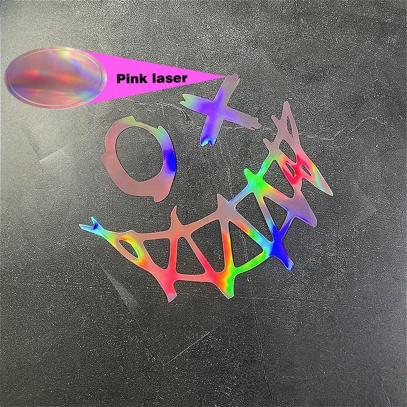 1 Stück Teufel Lächelndes Gesicht Laser Motorradaufkleber Wasserdicht für DIY Roller Auto Fenster Heckscheibe Universal Vinyl Aufkleber