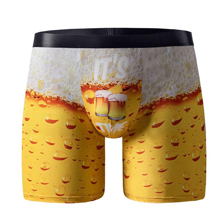 Men's European & American Size 3D Print Long Boxer Briefs
