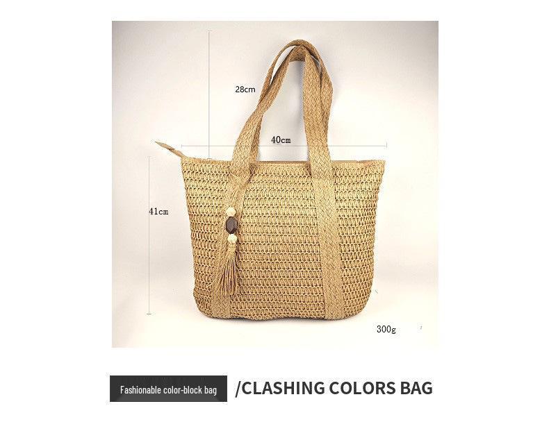 2025 Trendy Handmade Forest-Style Woven Straw Tote Bag - Large Capacity Vacation Fashion for Women