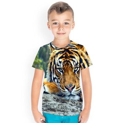 Jongens 3D Bedrukte T-shirt Kinderen Casual Loszittende Tees Korte Mouw Zomer Wolf Tijger Kinder T-shirts