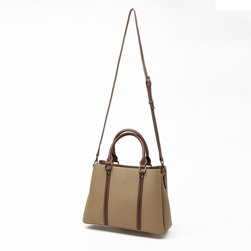 Single Shoulder Crossbody Bag Large Capacity Color Contrast Tote Top Layer Cowhide Tote with Genuine Leather Handbag for Women