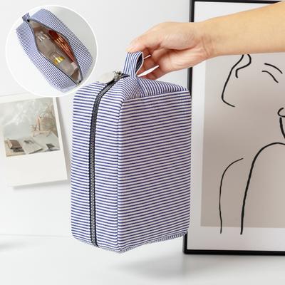 Makeup Bag Solid Color Large Capacity Zipper Closure Cosmetic Pouch Skin Care Product Travel Storage Pouch