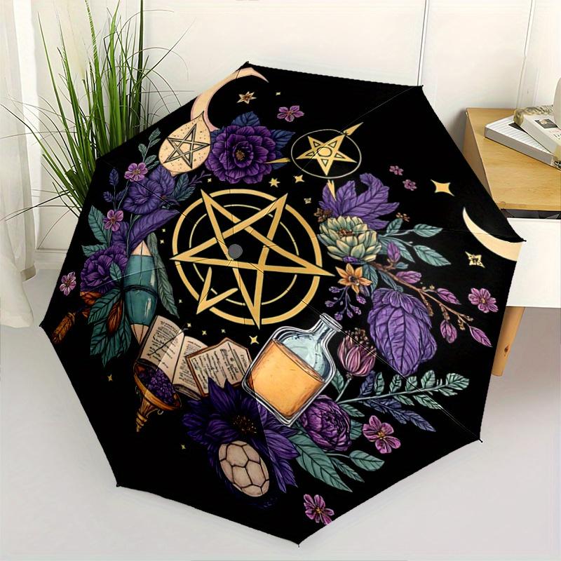 

1pc Flower Art Automatic 3-Fold Umbrella Design, Cute Cartoon Pattern, Portable Outdoor Umbrella, Perfect, Holiday Gift for Disney fans.D033