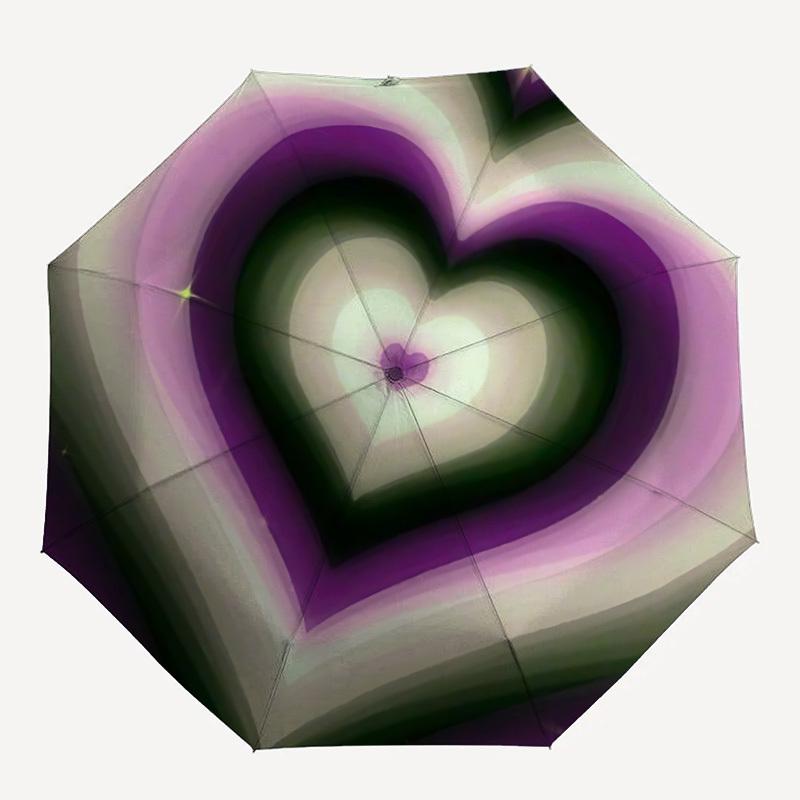 

1pc Heart Shape Automatic Open, Sturdy Iron Frame, Compact Folding Design, All-Season Portable Umbrella for Women & Men, Outdoor Umbrella yy