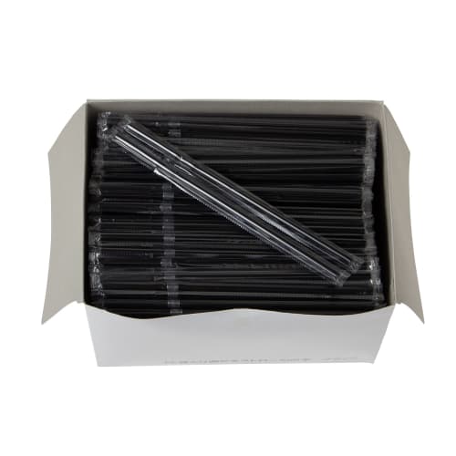 Strix Design Flexible Straws, Individually Wrapped, 500 Straws, 21cm X 6mm Diameter, Black, Large Capacity, Boxed, Flexible, Stylish, Perfect for Cafe