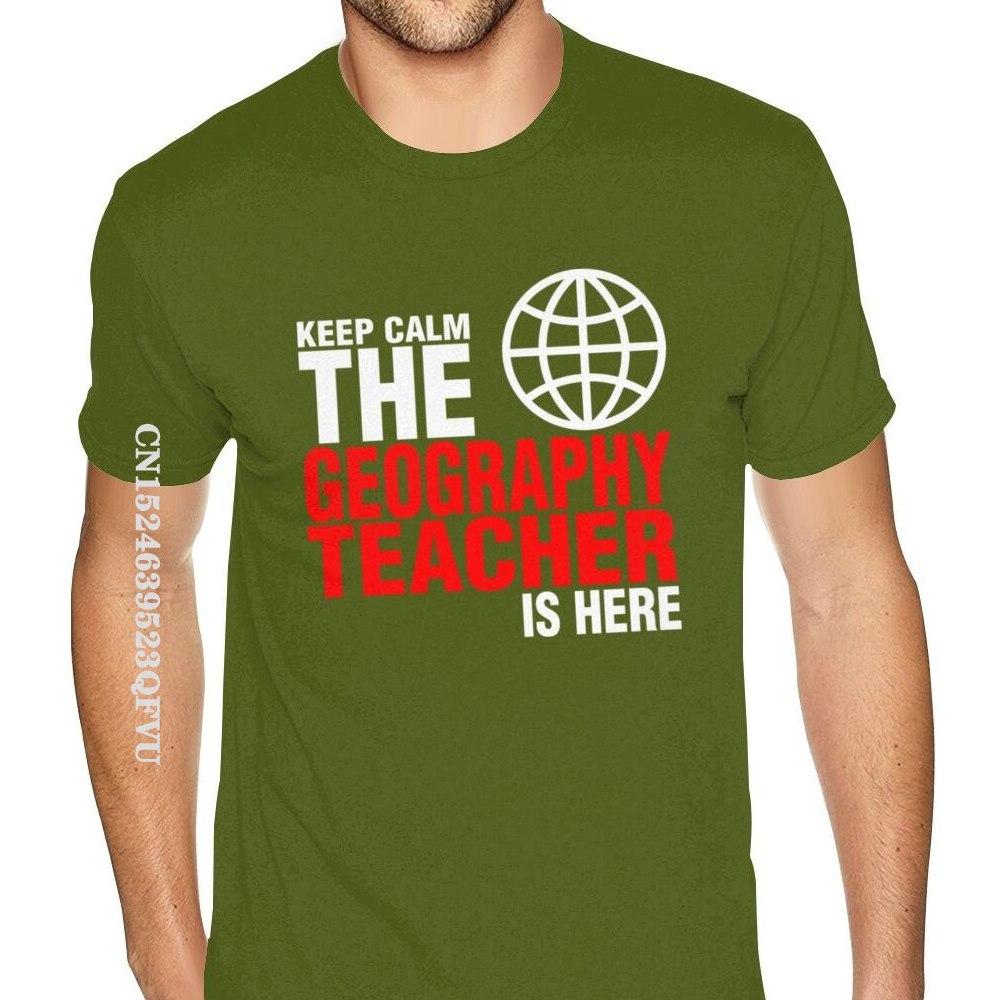 Grafisches Keep Calm Der Erdkundelehrer ist da T-Shirt für Männer Druck Gothic-Stil Anime-T-Shirt Hip-Hop-Druck T-Shirts