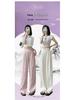 2026 Spring/Summer Chinese Style Satin Wide-Leg Frog Button Pants - Women's Slimming Straight-Leg, Floor-Length Business Trousers