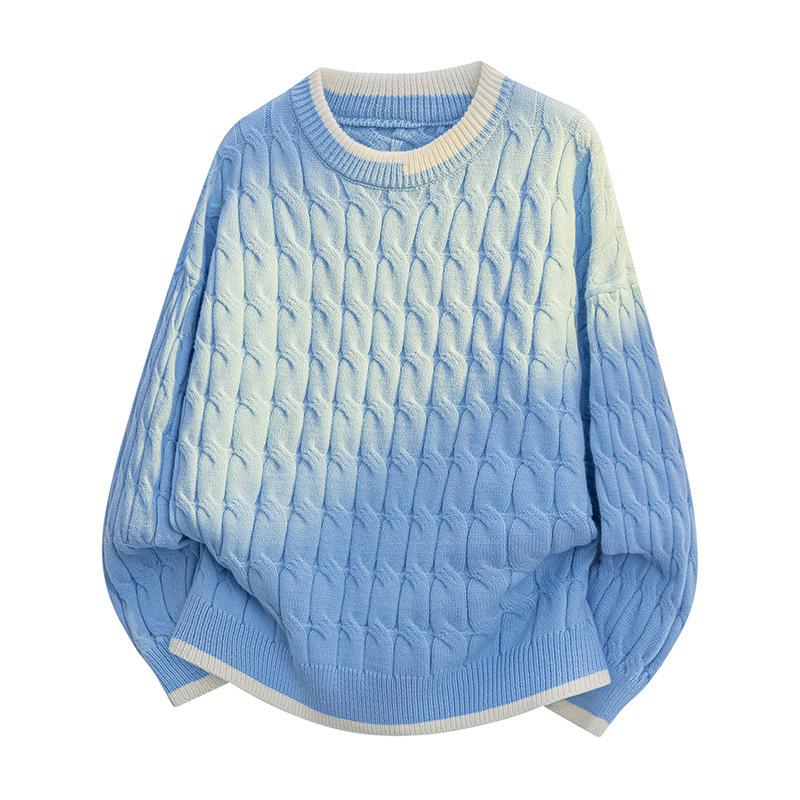 Pullovers Long Sleeves Sweaters Unisex Sweater Round Neck Loose Tide Knit Clashing Stripes Line Clothing Couple Models Round Neck Bottoming Shirt