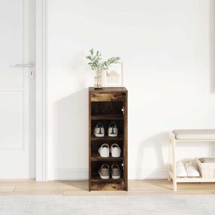 Smoked Oak Shoe Cabinet 29.5x34x76 Cm Engineered Wood