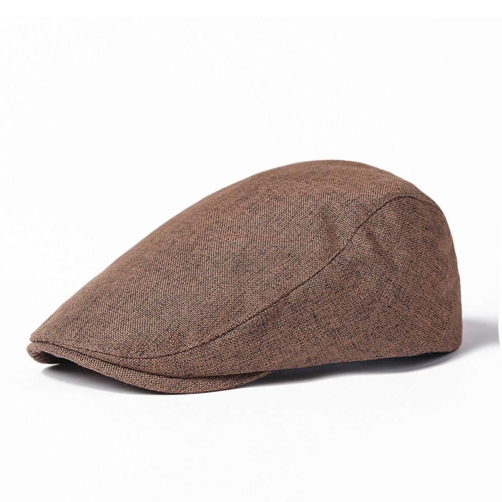 Cabbie Hat Vintage Men's Beret Cotton Casual Flat Cap Driving Solid Color Golf Hats Outdoor