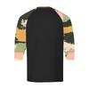 Men's top with three-quarter sleeves and camouflage print