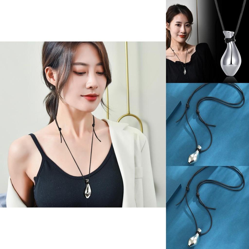 Elegant Personalized Black Rope Flower Vase Long Necklace For Women And Men Ideal For Autumn Winter Stylish Accessory For Any Outfit