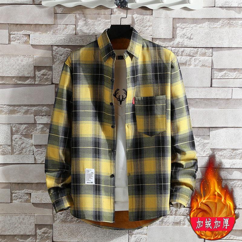 Thickened Warm Shirt Men's Plaid Casual Shirt