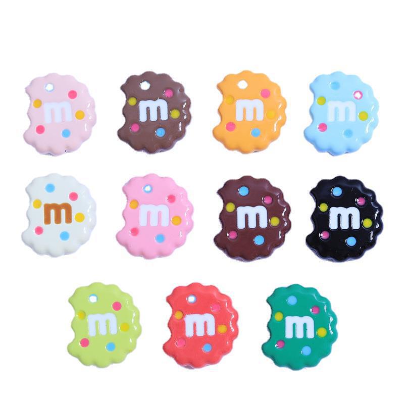 Handmade Colorful M Cookie Toy Ornaments: Creative DIY Kit with Cream Glue & Resin Accessories