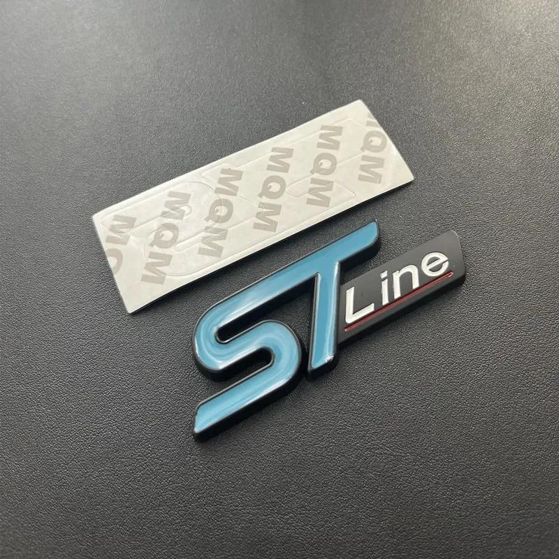 3D Metal ST Line Logo Car Front Grill Emblem Sticker Rear Trunk Badge For Ford Kuga MK3 MK4 S Max Focus Puma Fiesta Accessories