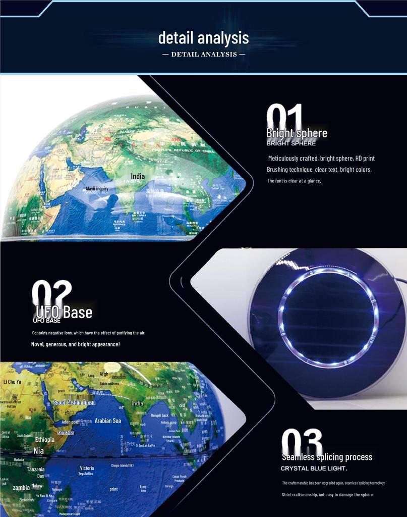 Creative 6-Inch Luminous Magnetic Levitation Globe Ornament