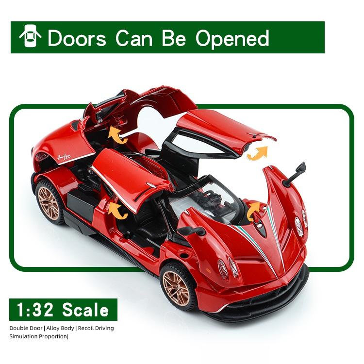 Pagani Huayra Dinastia Supercar Simulation Druckguss- und Spielzeugfahrzeuge Geräusche und Licht Rückziehauto 1:32 Legierungskollektionsmodell