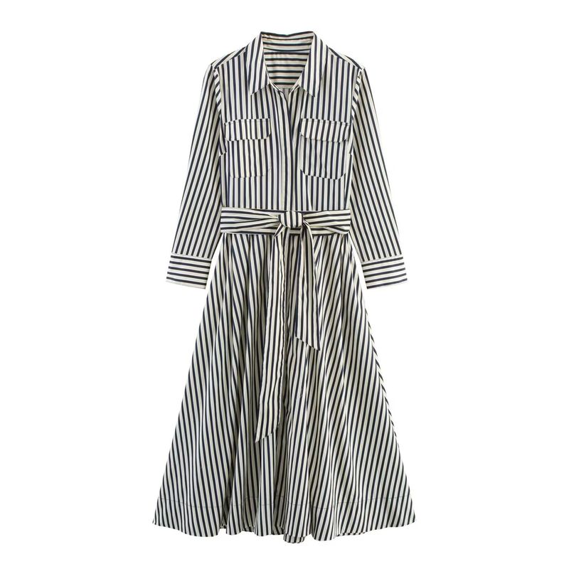Araltay New Arrival Fashion Style Women's Clothing Fashion All-Match Minimalist Stripes Shirt Style Dress 8622048