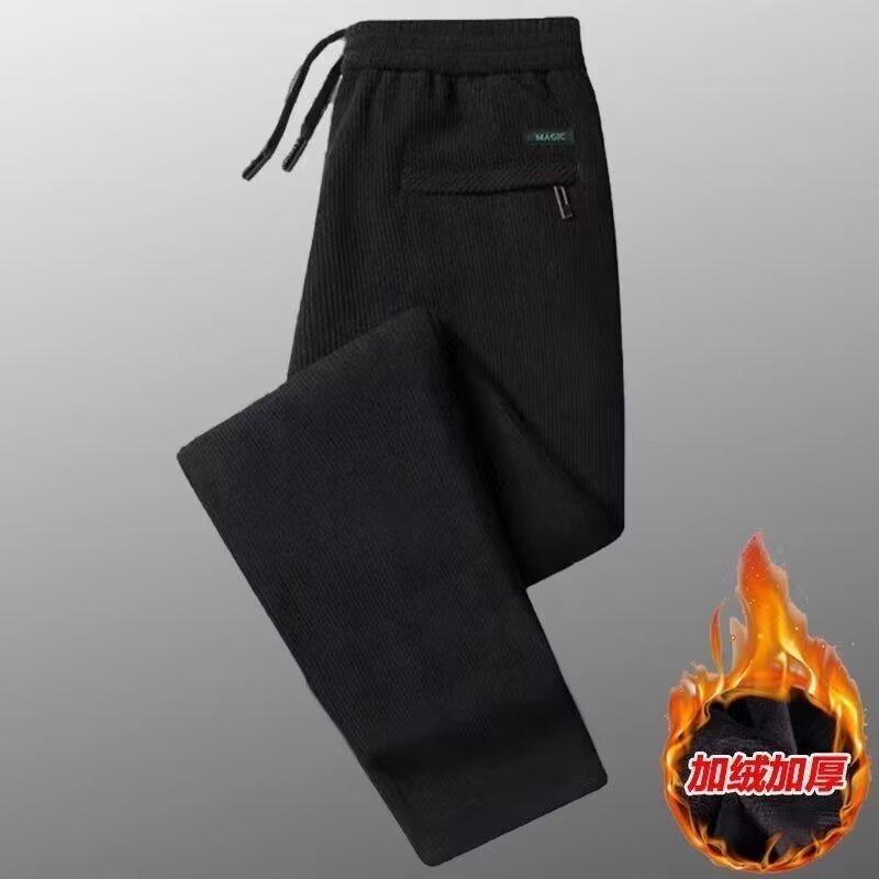 Autumn and winter new corduroy pants men's straight casual pants men's fleece thickened trousers