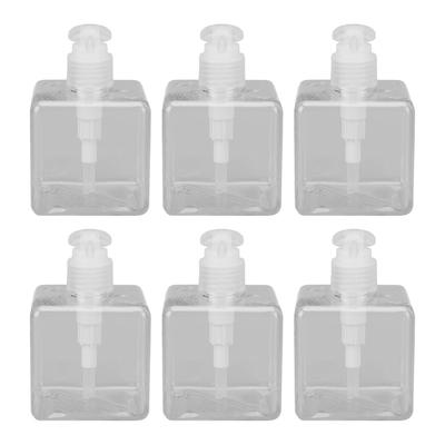 6pcs Clear Pump Bottles 250ml Flat Quadrate Body Transparent Large Diameter Portable Recyclable