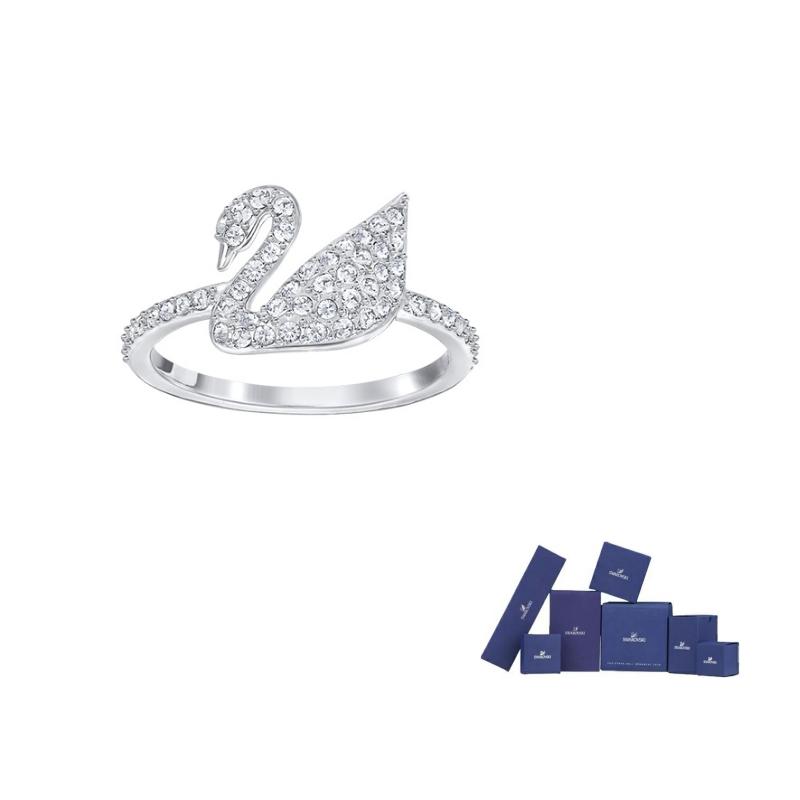 Swarovski ICONIC SWAN Rhodium plated Rings Womens 58-Original brand box (color random) белый