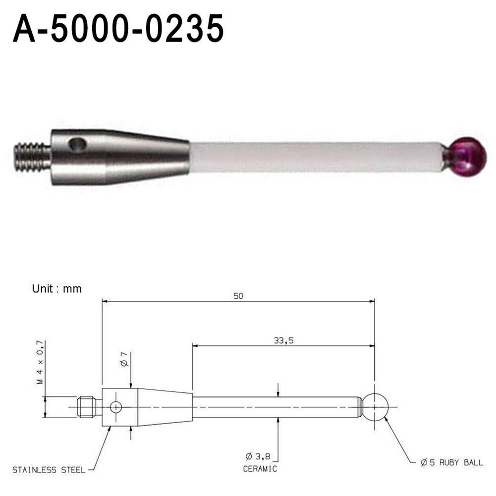 Cmm Probe Tips  CMM Touch Probe Stylus 5mm Ball Ceramic Shaft A-5000-0235